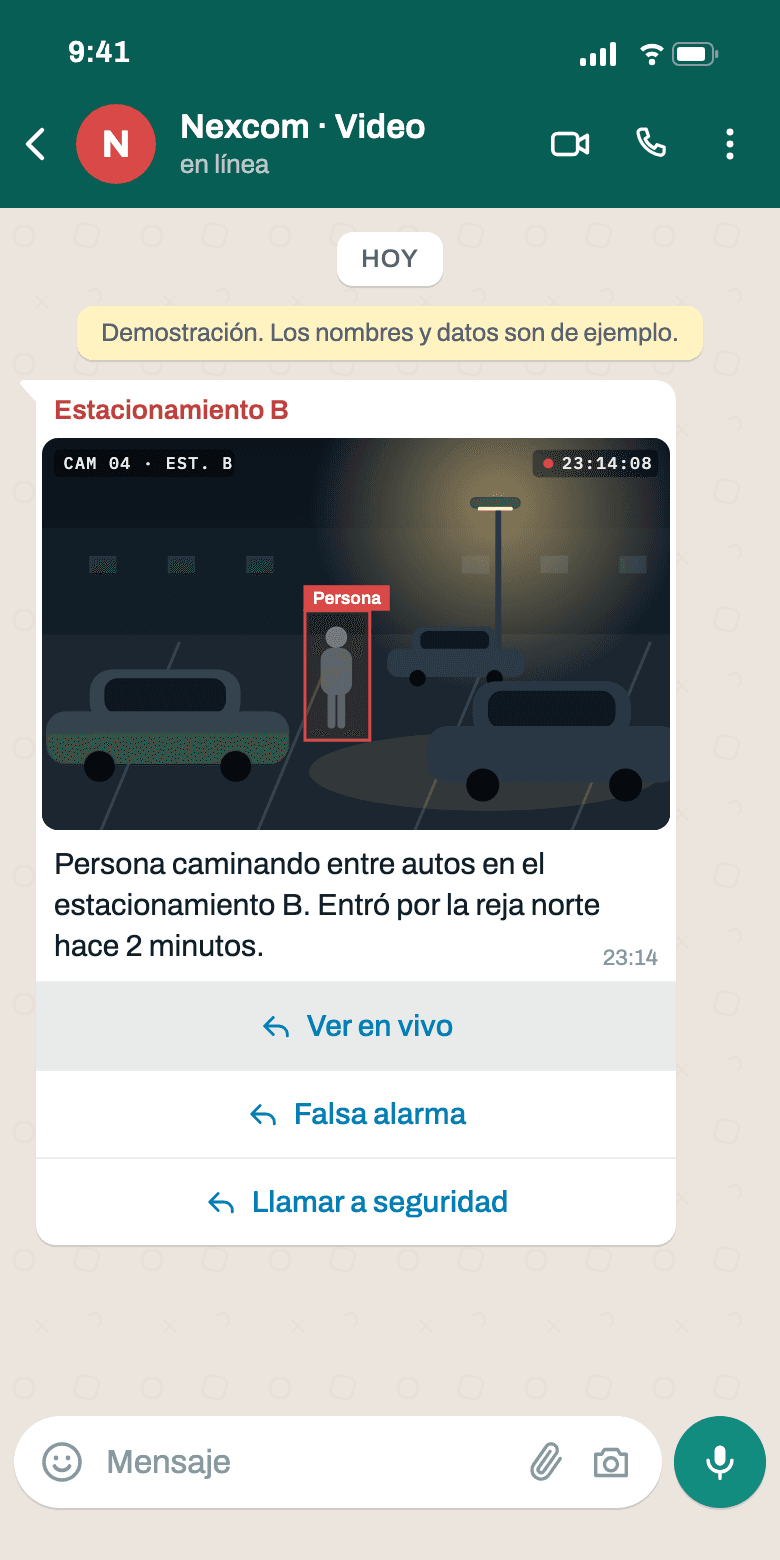 Ejemplo de mensajes de WhatsApp: Video que avisa